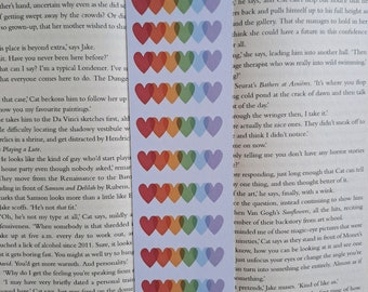 Rainbow hearts double-sided bookmark ~ LGBTQIA | celebrate love | Booklover gifts | Multicolorued bookmark | Stocking fillet | Reading