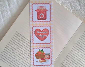 Strawberry coquette Romance Bookmark: Gift for booklover, Reading is my Jam red bookish accessory, Country fair