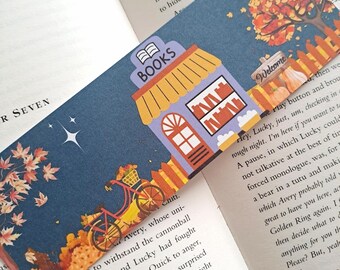 Scenic Autumn Bookshop Bookmark: Fall Reading Accessories