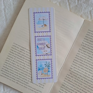 Just a summer girlie bookmark - Reading accessories | Book lover gift | Gift for bookworm | Stamps | Coquette | Water colours | Beach