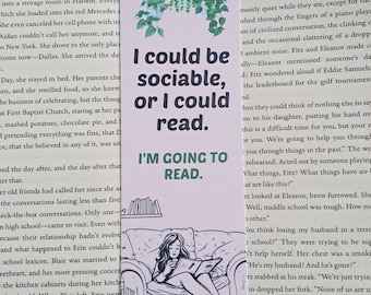 Anti-Social Bookworm bookmark: Gift for booklover, Reading illustration, Bookish gift