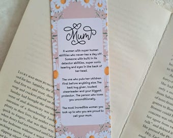 Mums Bookmark: Floral Gift for Mother's Day, Booklover gifts