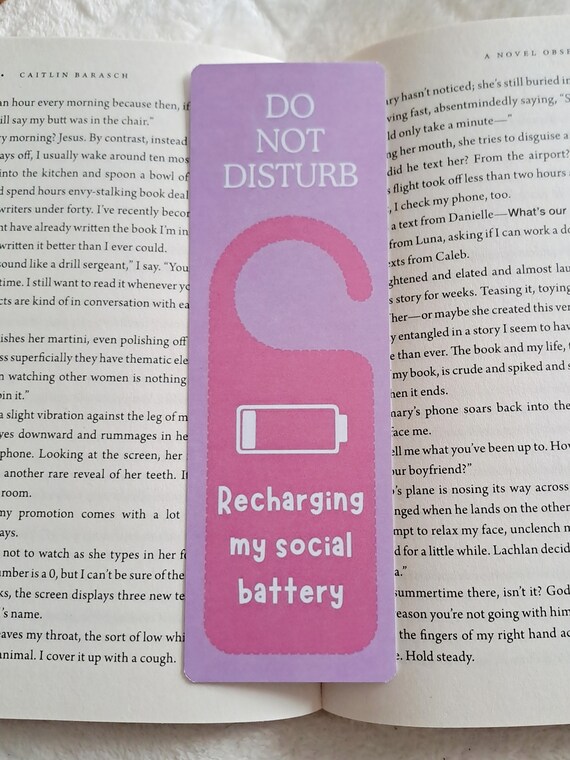 Do Not Disturb Bookmark: Recharging Social Battery, Book Lover Gift