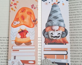 Autumn Gnome Bookmarks: Halloween Book Lover Gift