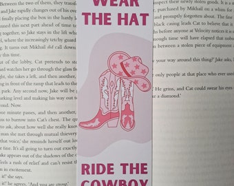 Pink cowboy romance bookmarks - Ride the cowboy bookmark | Reading accessories | Bookworm gifts | Stocking fillers for booklovers