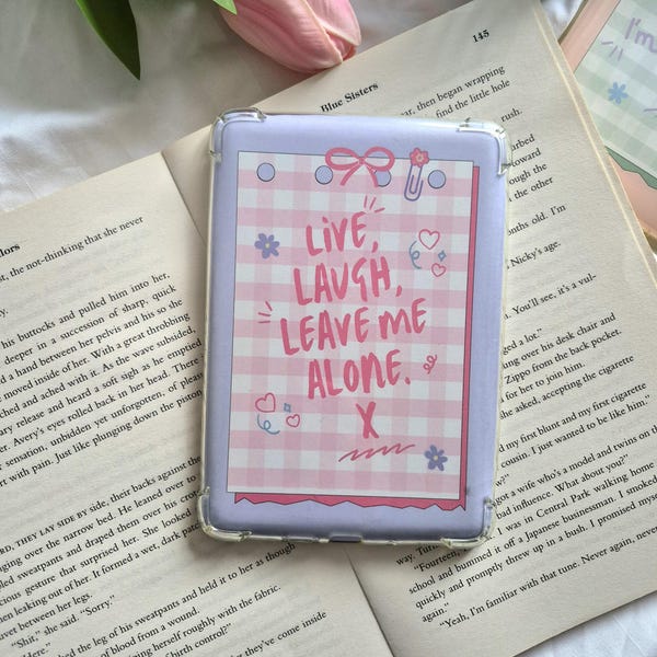 Live Laugh Leave Me Alone Kindle Insert, Retro old school skin, Gift for booklover, Bookish accessory