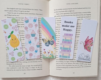 5 mini bookmarks for bookworms - Children's bookmarks | Reading accessories for book lovers | Rainbow | Butterfly | Books | Set of bookmarks