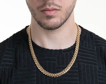 10mm 10k Solid Gold Miami Cuban Link, 14k Cuban Link Chain, Heavy Handmade Chain Necklace with Box Lock, Miami Hip Hop Chain