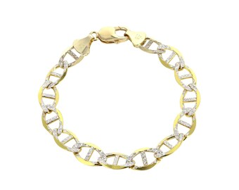 2.5mm Diamond Cut Mariner Bracelet, Men's Solid Yellow Gold Bracelet, Mariner Chain Bracelet, 14k Gold Chain, 10k Gold Bracelet