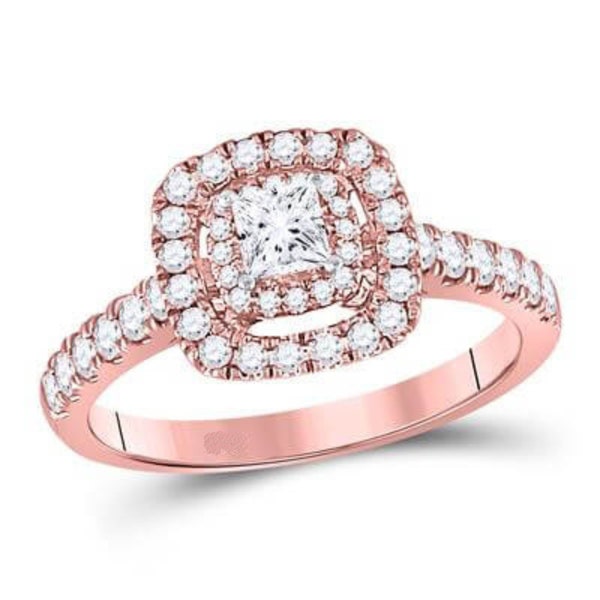 Princess Diamond Solitaire Ring, Prong Set Ring, Bridal Ring, Engagement Ring, Round Diamond Ring, 14K Rose Gold
