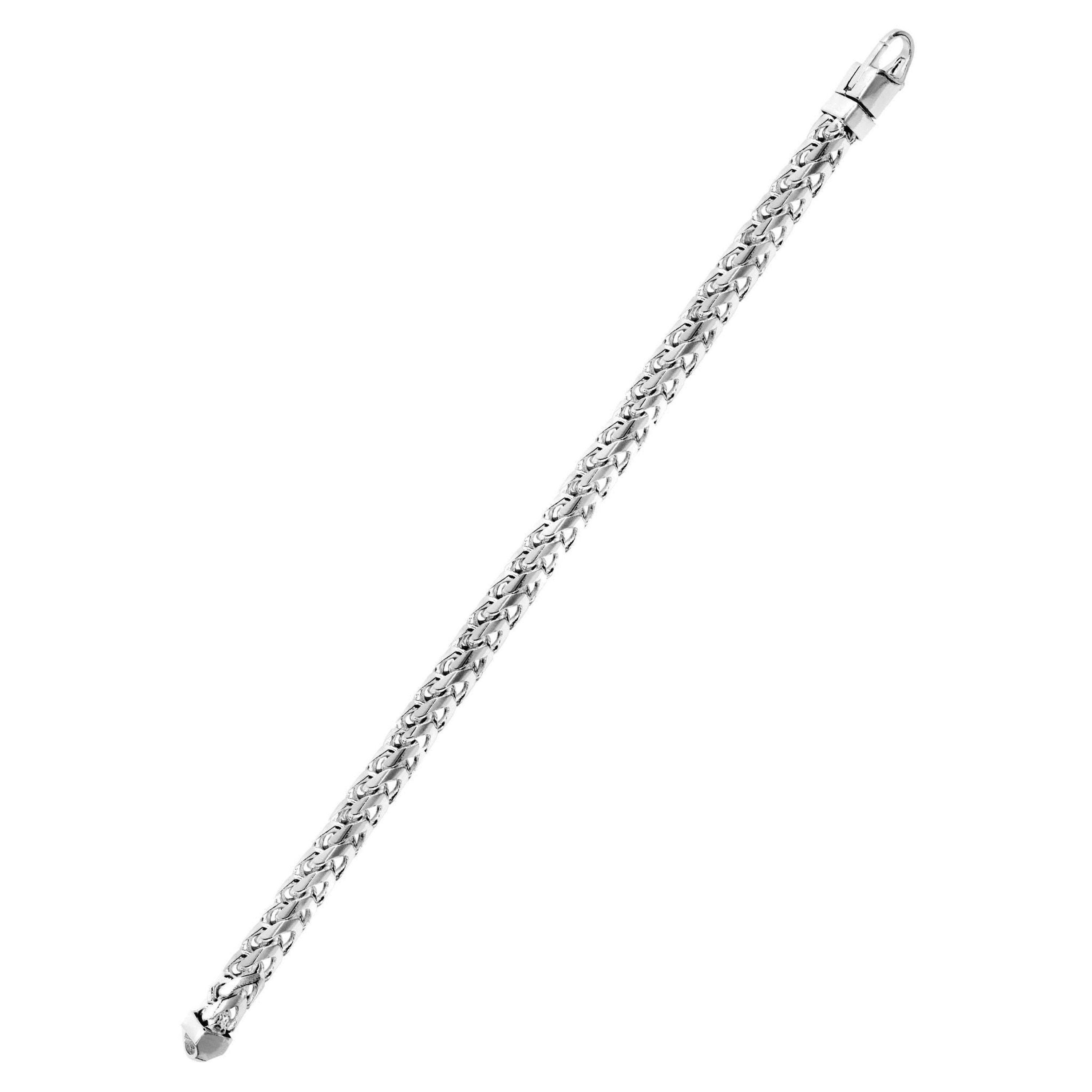 3mm Franco Bracelet, Men's Solid White Gold Bracelet, Franco Chain