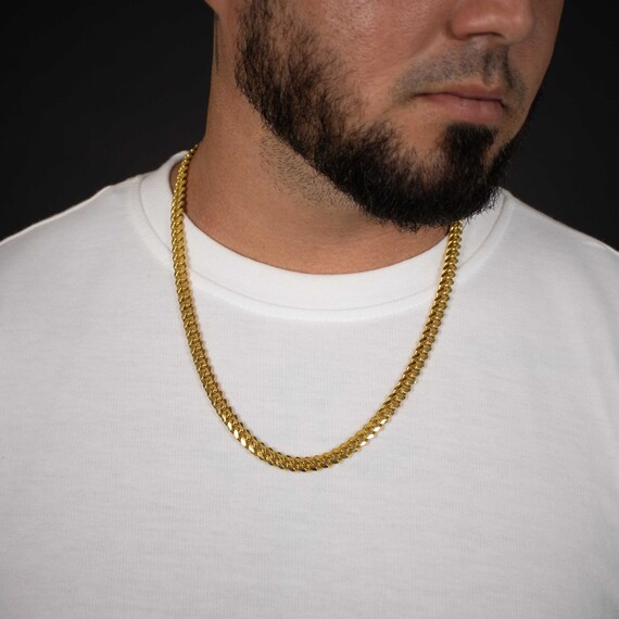 7mm 14k Gold Cuban Link Chain 18-28 