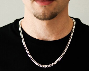 6mm Silver Cuban Link Chain 20-28 925 
