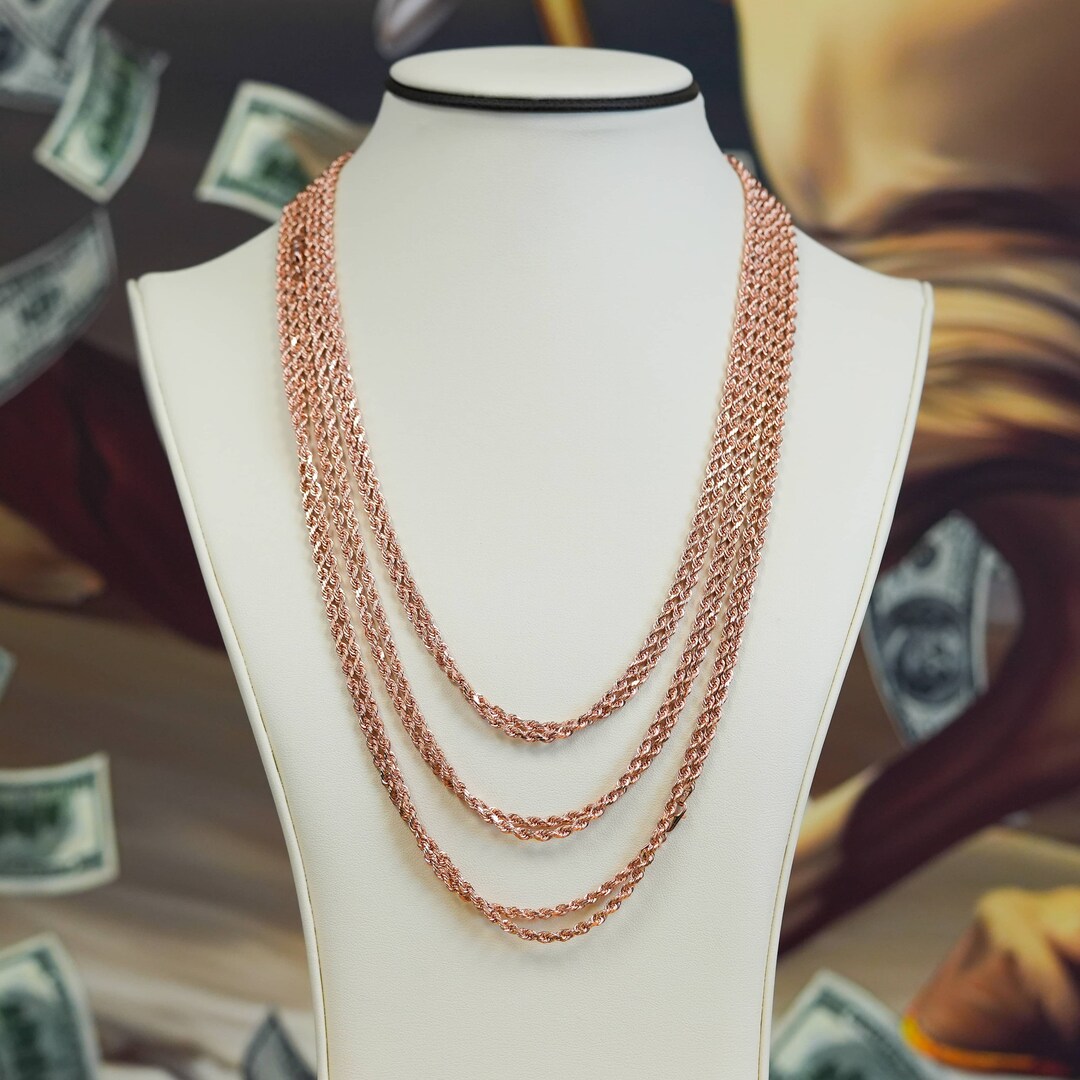 3mm 14k Solid Gold Rope Chain, Gold Rope Chain, 10k Gold Chain