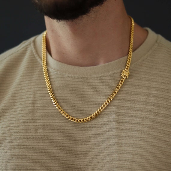 Cadena cubana de 6 mm collar grueso oro Etsy México