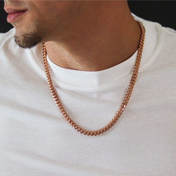 7mm 14k Rose Gold Plated Cuban Link 