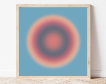 Aura gradient wall art, angel energy downloadable print, affirmation poster for meditation, colorful retro Square print, digital download