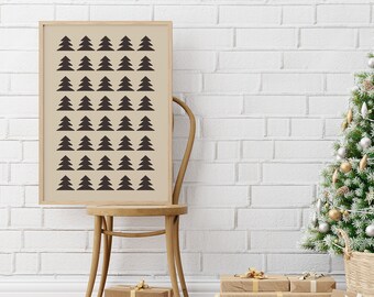 Modern Christmas tree printable art, minimalist holiday art print, downloadable Christmas poster, holiday art print