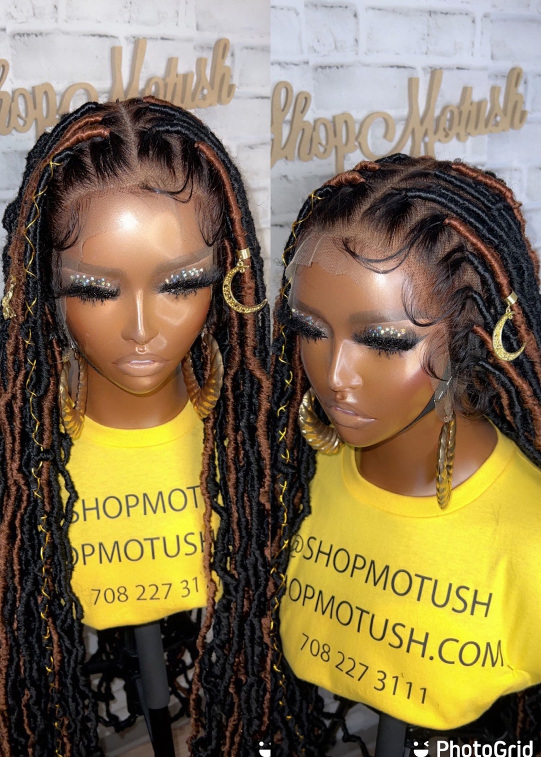 Knotless Braids Wig for Black Women Dreadlocks Faux Locs Braided Wig