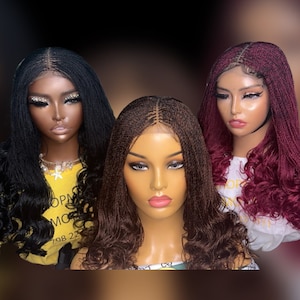 Braided Wig, Braids Wig For Black Women, Micro Twists Wig, Million Braids Wig, Senegalese Twists, Brown, Dark Brown Etc