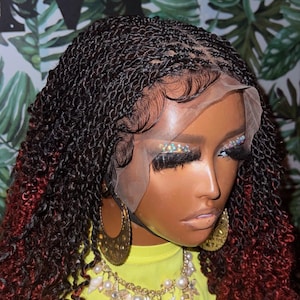 Human Hair  curls  Goddess Box Braided Wig Short  wig