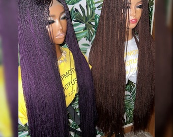Braided Wig, Braids Wig For Black Women, Micro Twists Wig, Million Braids Wig, Senegalese Twists, Brown, Dark Brown Etc