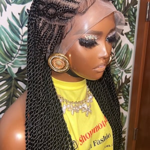 BRAIDED Wig For Black Women, braids wig, Box Braids Wig, Fulani conrow braid wig, black friday