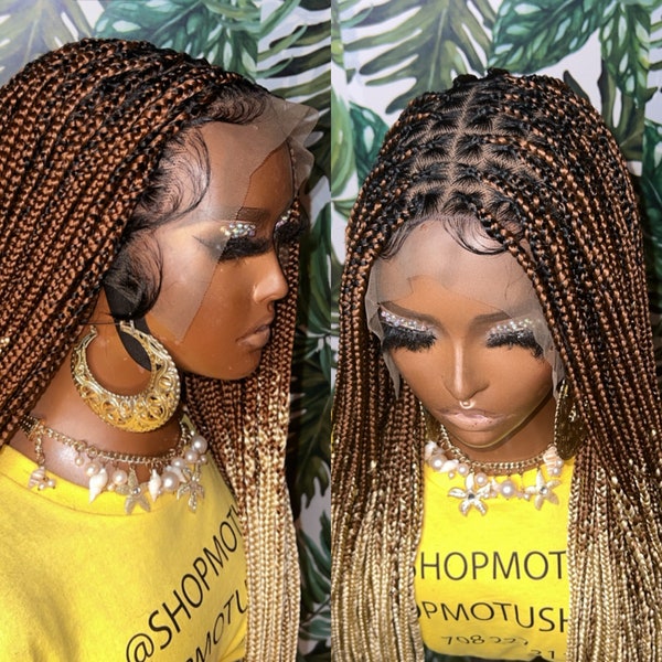 Ready to ship, Braided wig, knotless Braided wig, Braided wig for black woman, handmade wig