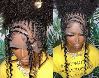Knotless braid wig for black women gift for women full lace front wig cornrow wigs dreadlock faux loc wig twist box braid ghana weave afro