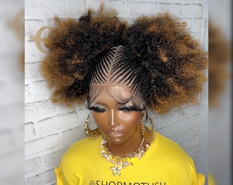 Human Hair  curls  Goddess Box Braided Wig Short Synthetic wig
