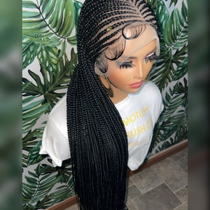 BRAIDED Wig For Black Women, braids wig, Box Braids Wig, Fulani conrow braid wig, black friday
