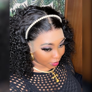 Black Curly Lace Front Human Hair Wig/ Lace Wig For Daily wear/ Exotic Curls 360  Lace Wig