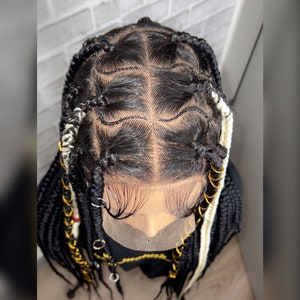 Braided wigs for black women, Braided wigs with closure, knotless wigs full lace, honey blonde braid wigs, glueless knotless braided wig