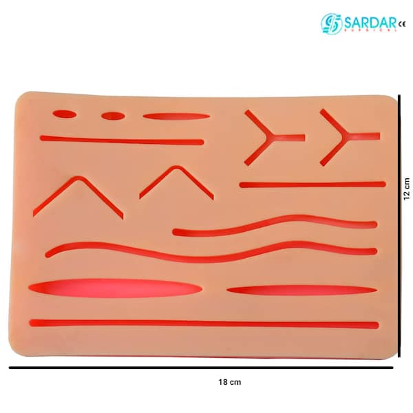 Silicone Suture pad with wounds for medical students practice,Almohadilla de Sutura de Silicona Piel de 3 capas practica Sutura con Heridas