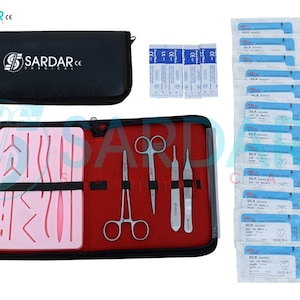 Kit de práctica de sutura para entrenamiento de estudiantes de medicina, 39  piezas, con hilos de sutura y agujas