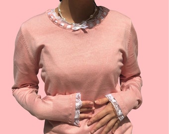 Lace and ribbon sweater