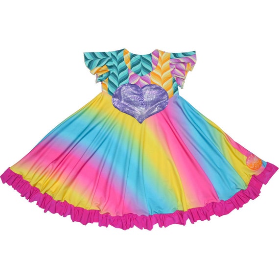 Twirly Girl Magical Valentine Twirly Dress Hearts Stars Ruffle Cute Fun USA Made