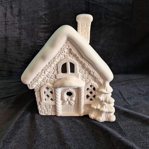 Ready to paint  DIY Ceramic  Gingerbread House 5.5x5 inches