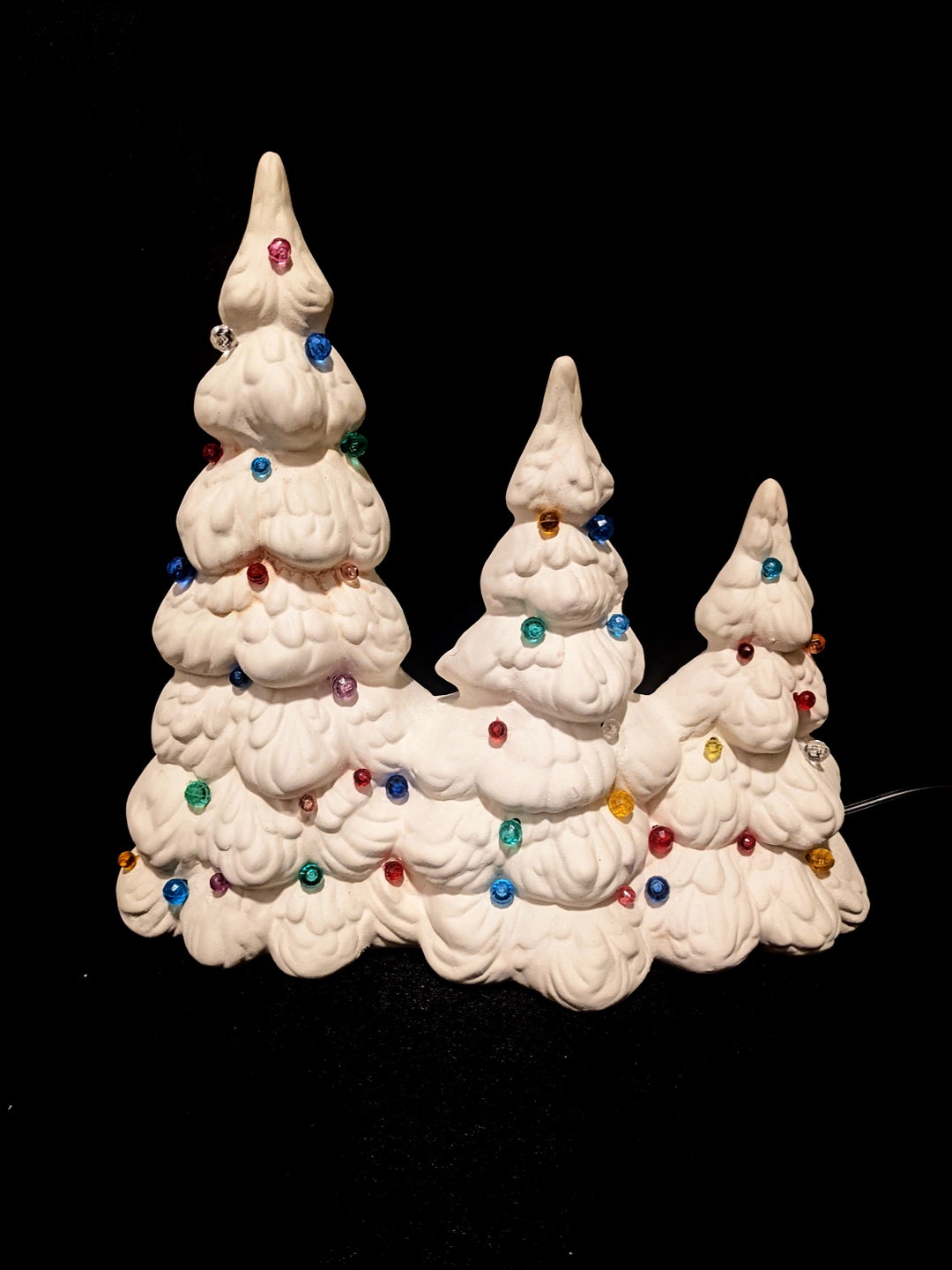Ready to Paint Ceramic Christmas Tree Trio W/light Kit Etsy