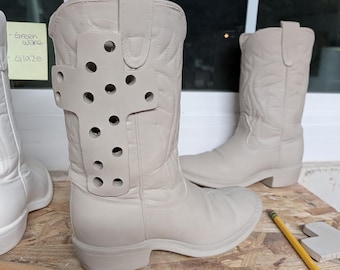 Ready to Paint Ceramic  Western Cowboy Boot, with Cross, bisque 9x8