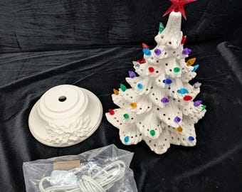 DIY 10 inch Ready to paint Ceramic Christmas Tree with Tons of holes drilled, bisque