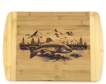 Trout Bamboo Cutting Board 12x17