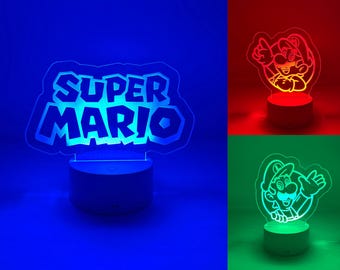 Super Mario Led Night Light. Remote with Various Color Settings with Base