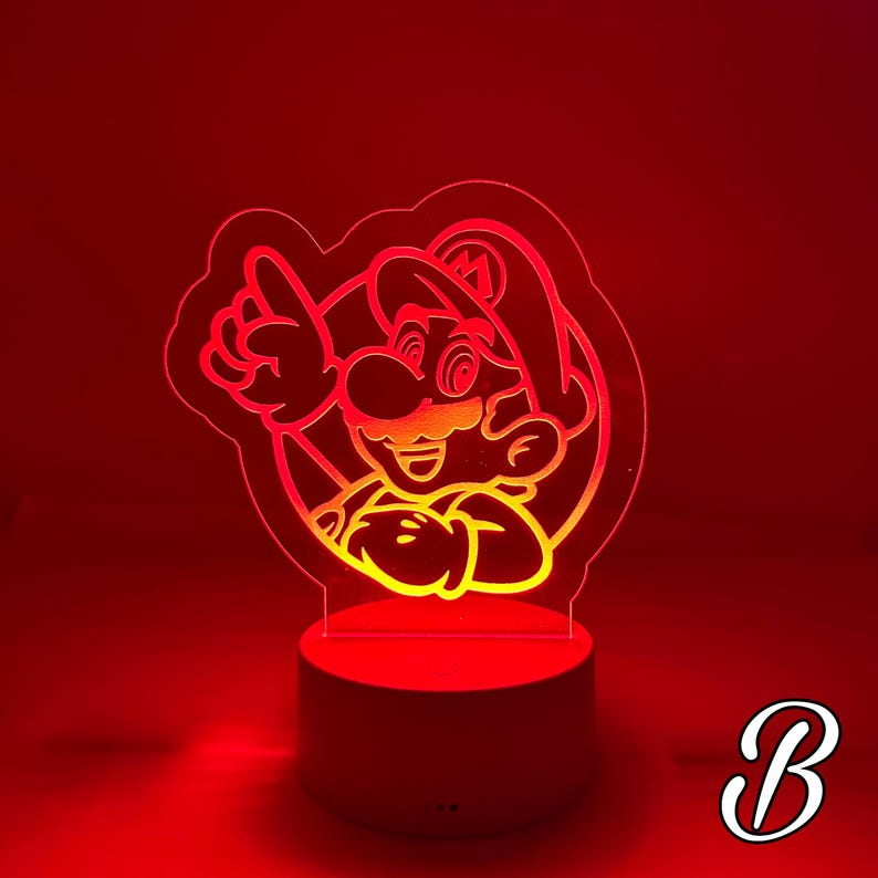 Super Mario Led Night Light. Remote with Various Color Settings with Base image 3