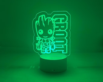 Groot Led Night Light. Remote with Various Color Settings with Base