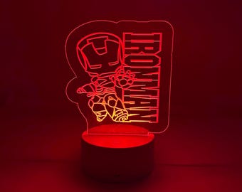 Iron Man Led Night Light. Remote with Various Color Settings with Base