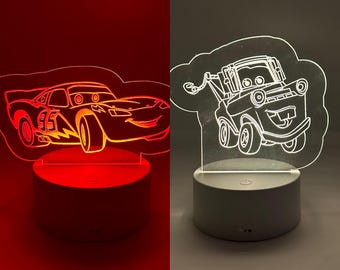 Cars Led Night Light. Remote with Various Color Settings with Base