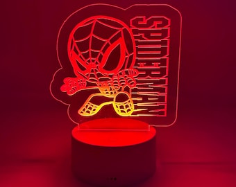 Spider-Man Led Night Light. Remote with Various Color Settings with Base