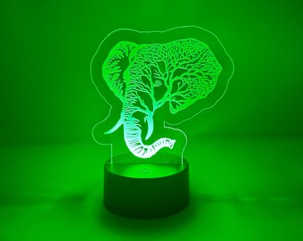 Elephant Tree Led Night Light. Remote with Various Color Settings with Base