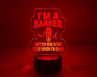 I’m a Barber Acrylic Led Night Light. Remote with Various Color Settings with Base